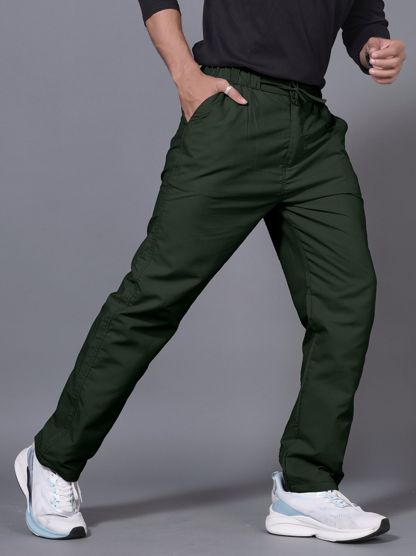 Men Green Drawstring Pant