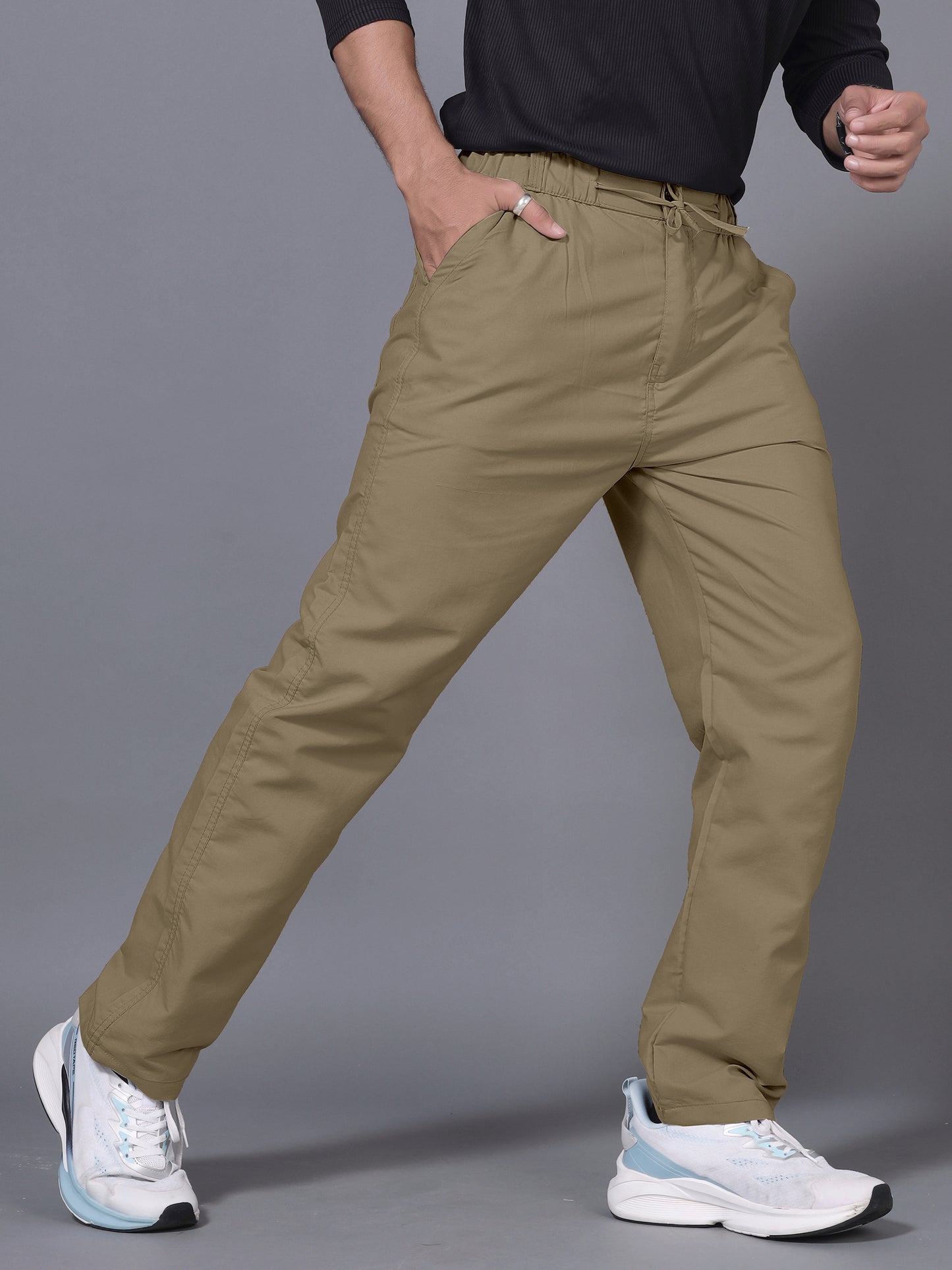 Men Khaki Drawstring Pant