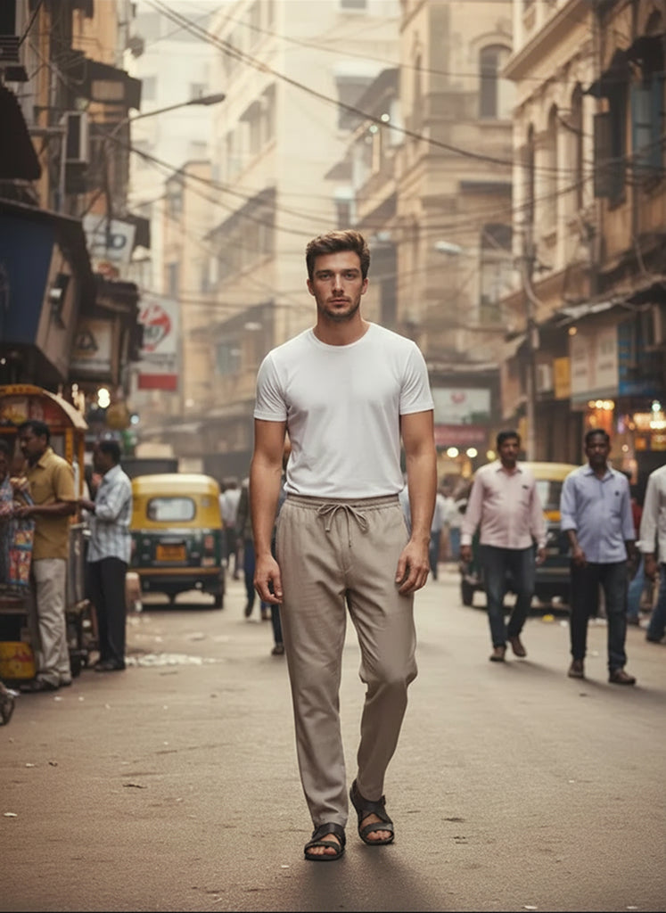 Men Beige Relaxed Fit Pant