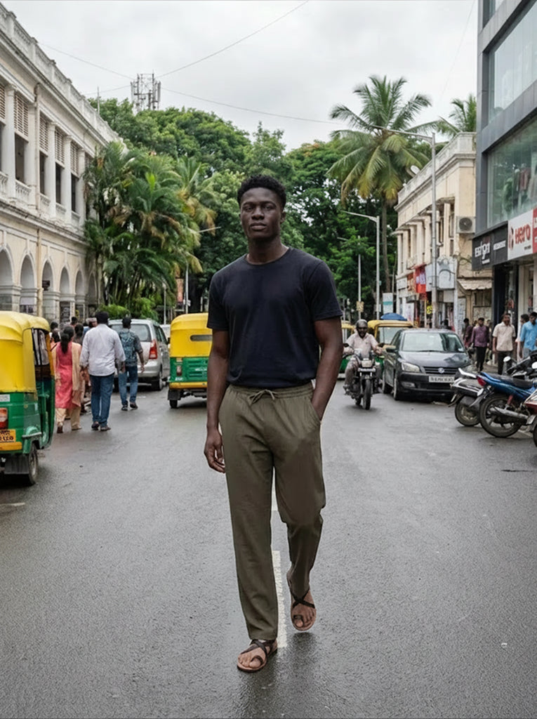 Men Olive Green Relaxed Fit Pant