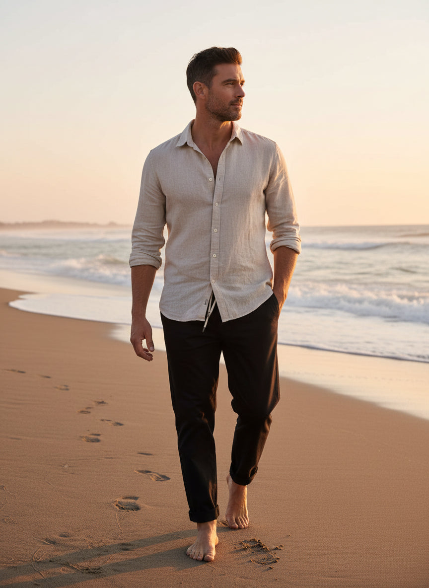 Men Black Cotton Regular Fit Pant