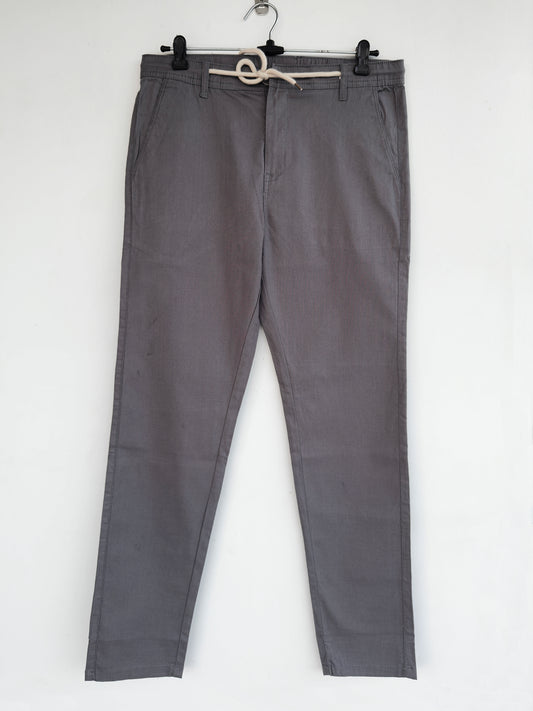 Men Dark Grey Cotton Regular Fit Pant