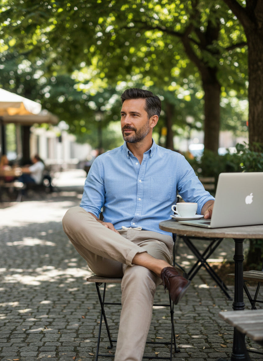 Men Beige Cotton Regular Fit Pant