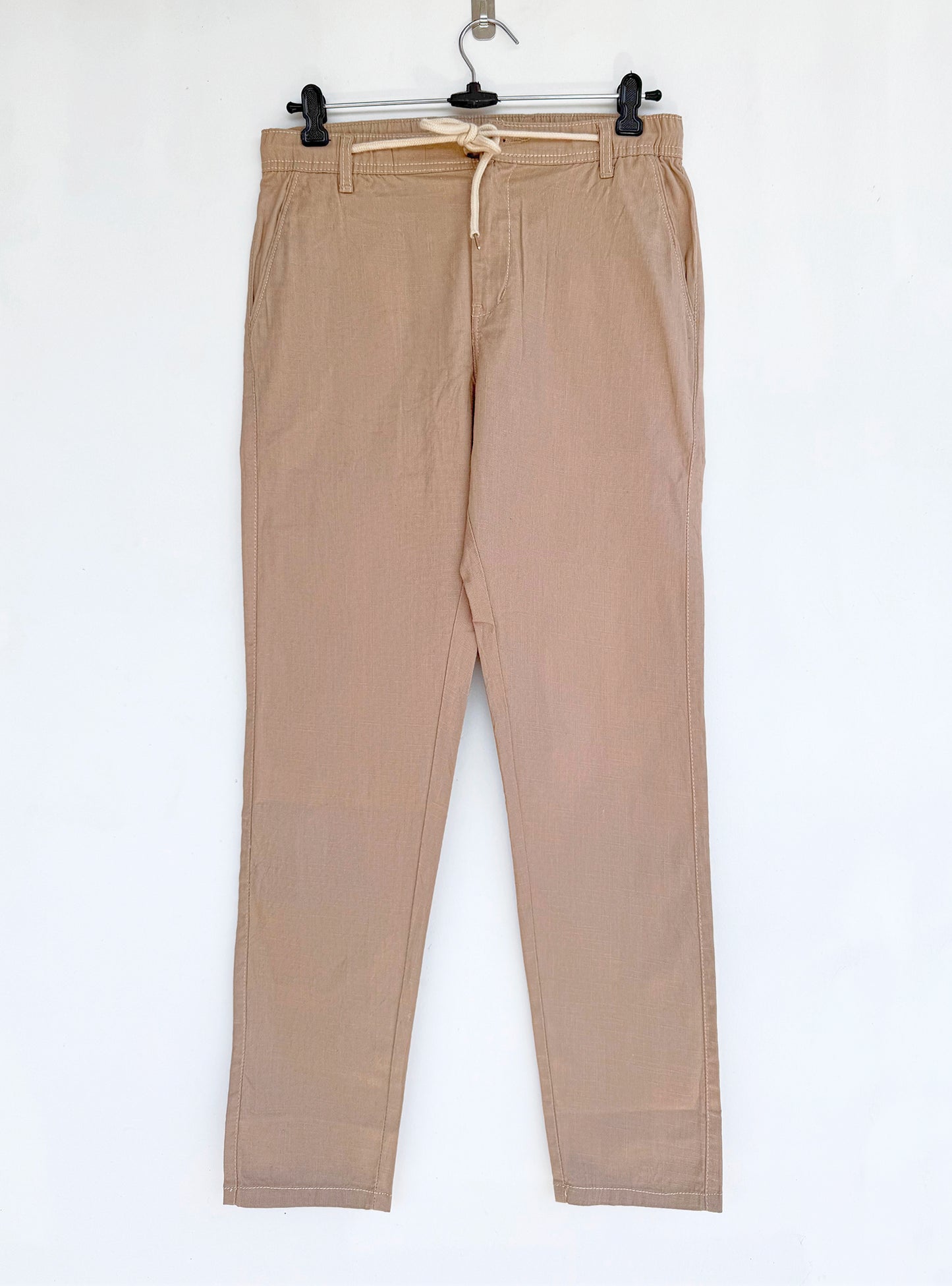 Men Beige Cotton Regular Fit Pant