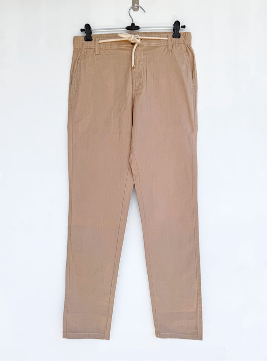 Men Beige Cotton Regular Fit Pant