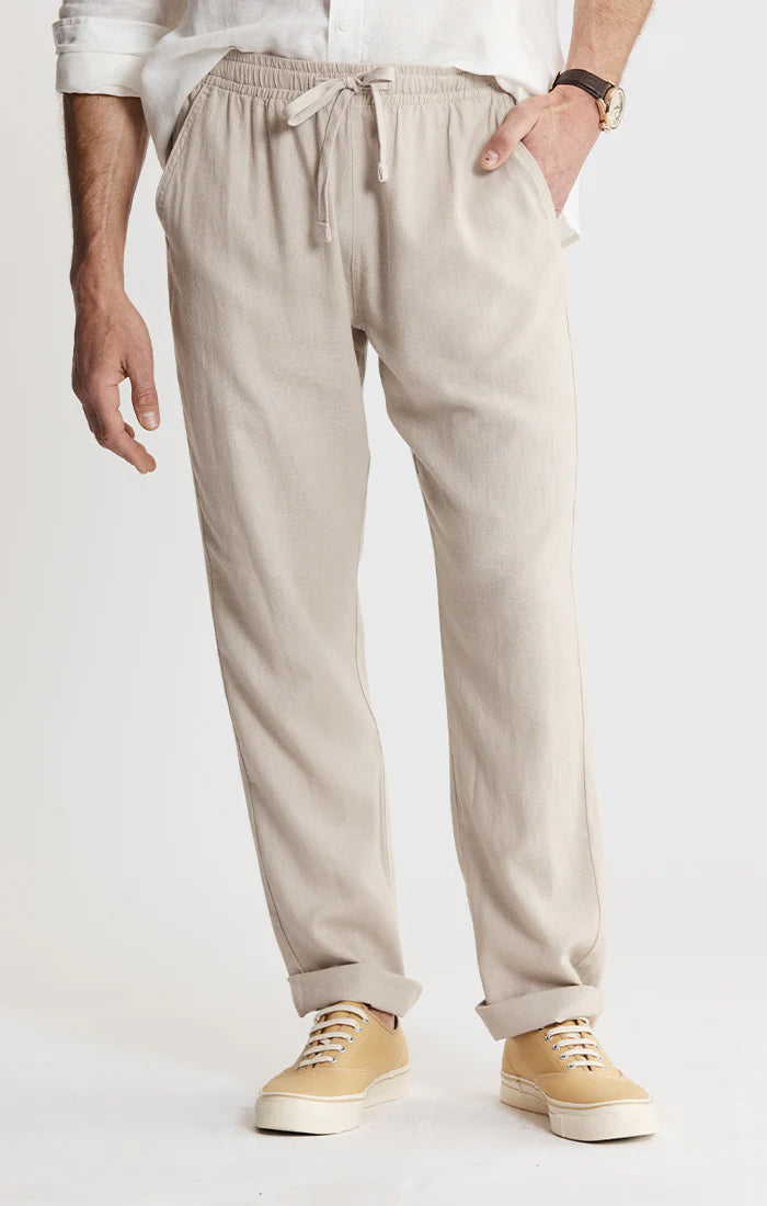 Beige linen blend pants