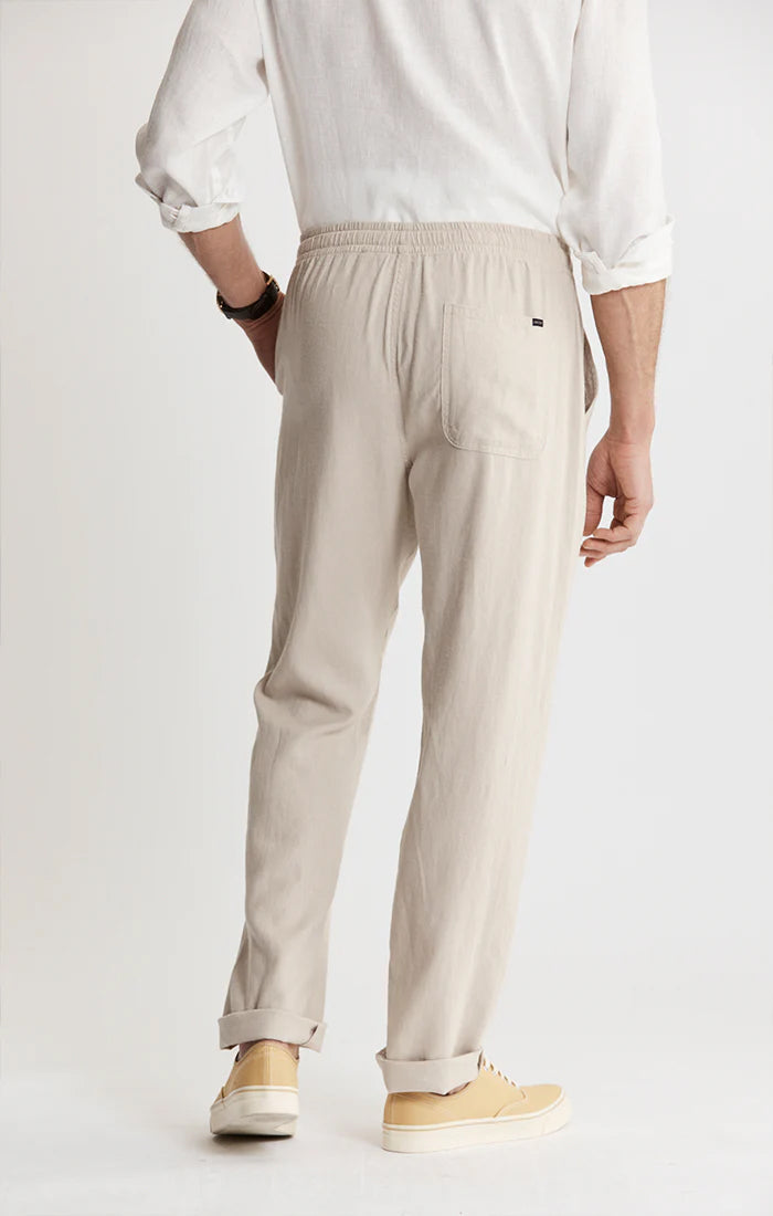 Beige linen blend pants for men, back