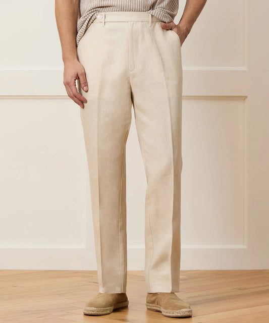 Men Beige Straight Fit Linen Pant