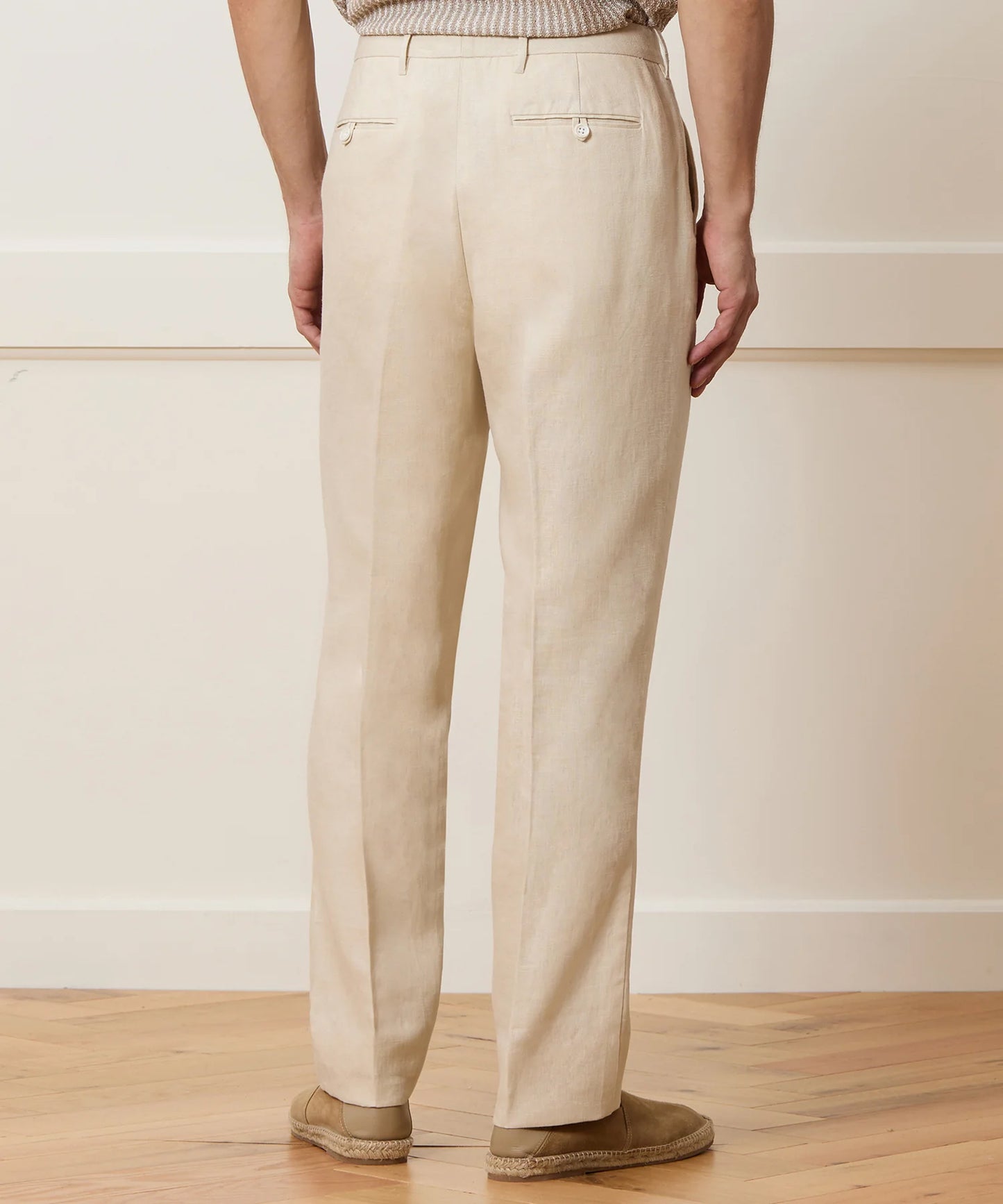 Men Beige Straight Fit Linen Pant