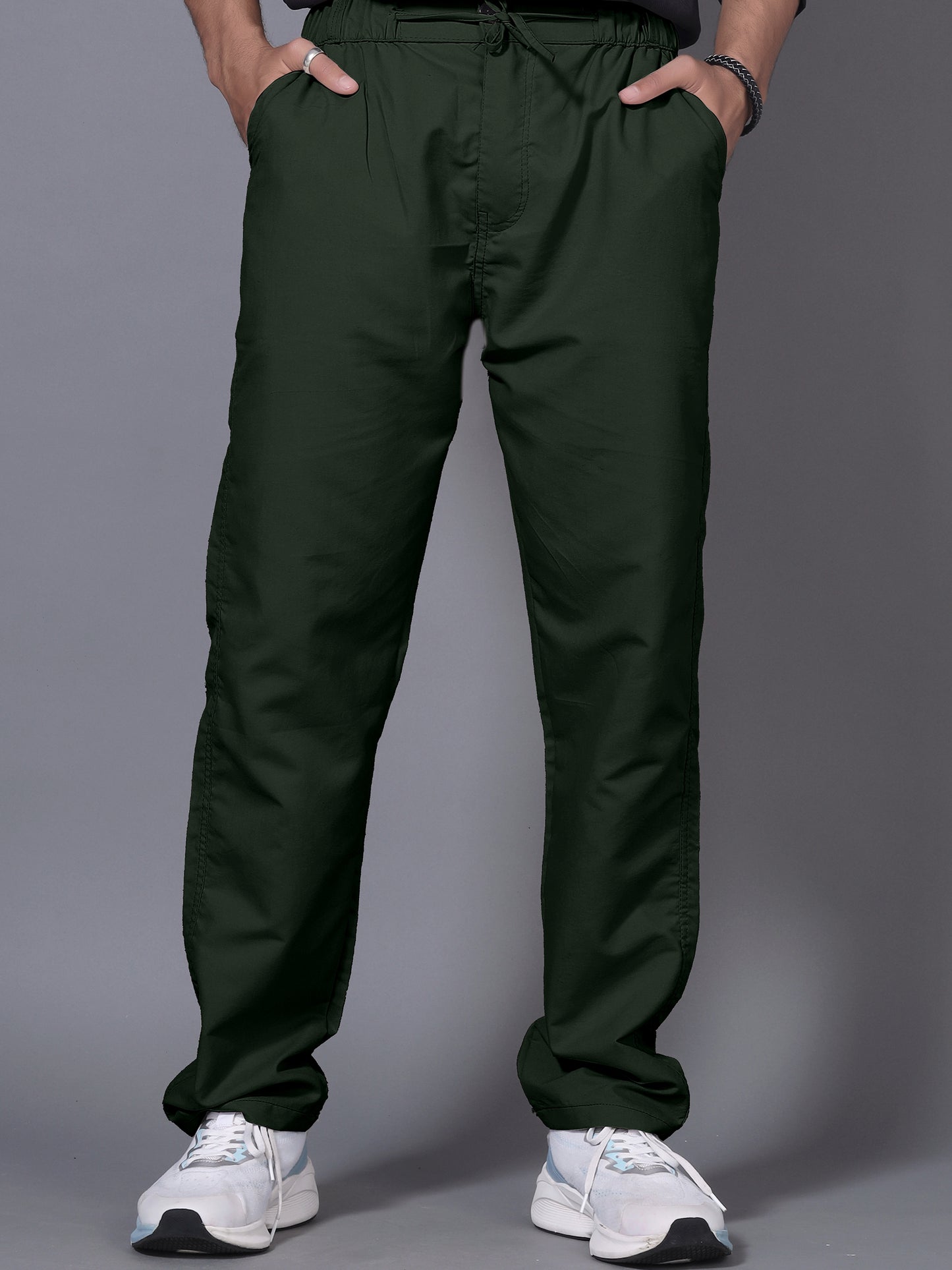 Men Green Drawstring Pant