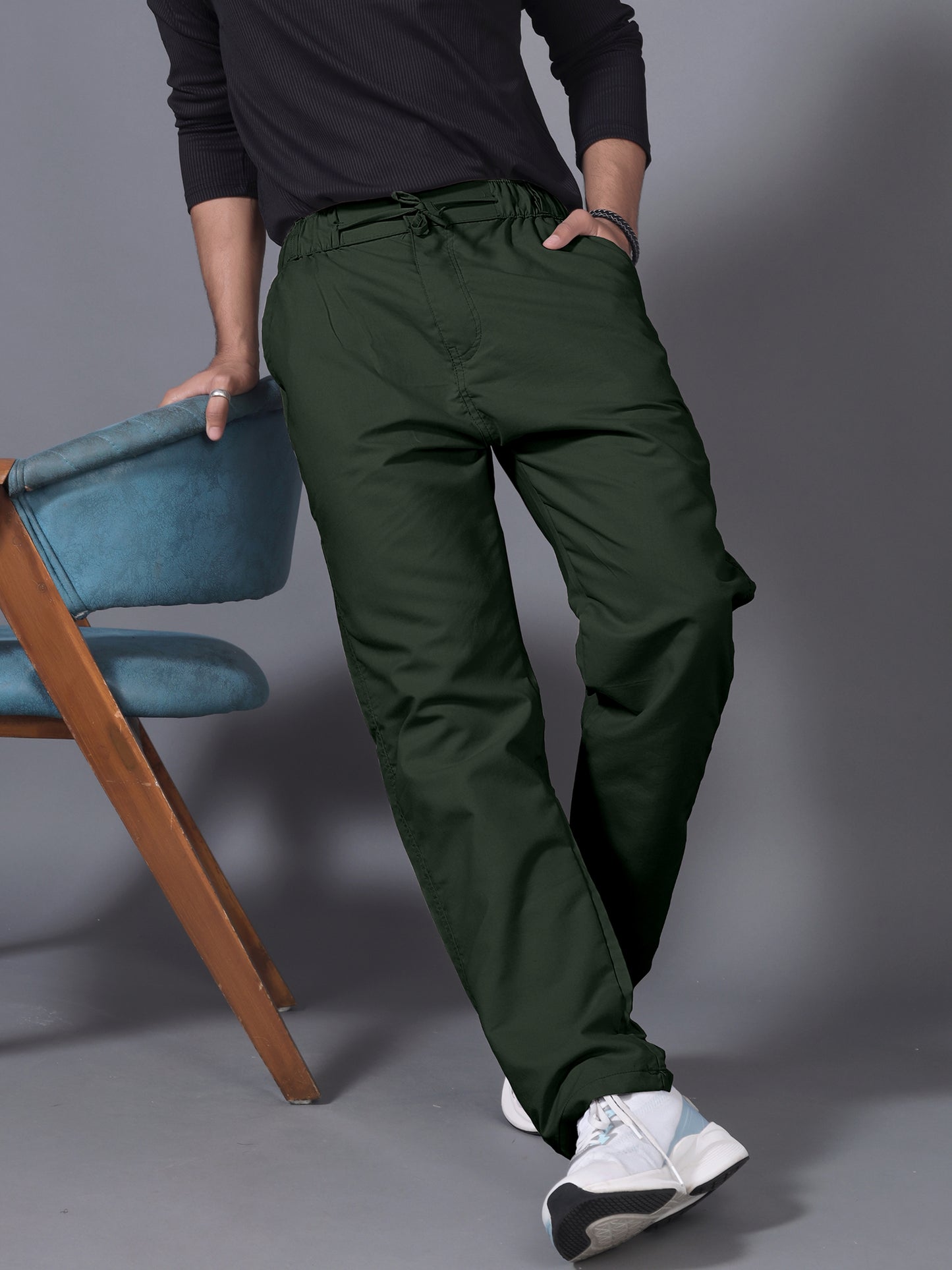 Men Green Drawstring Pant