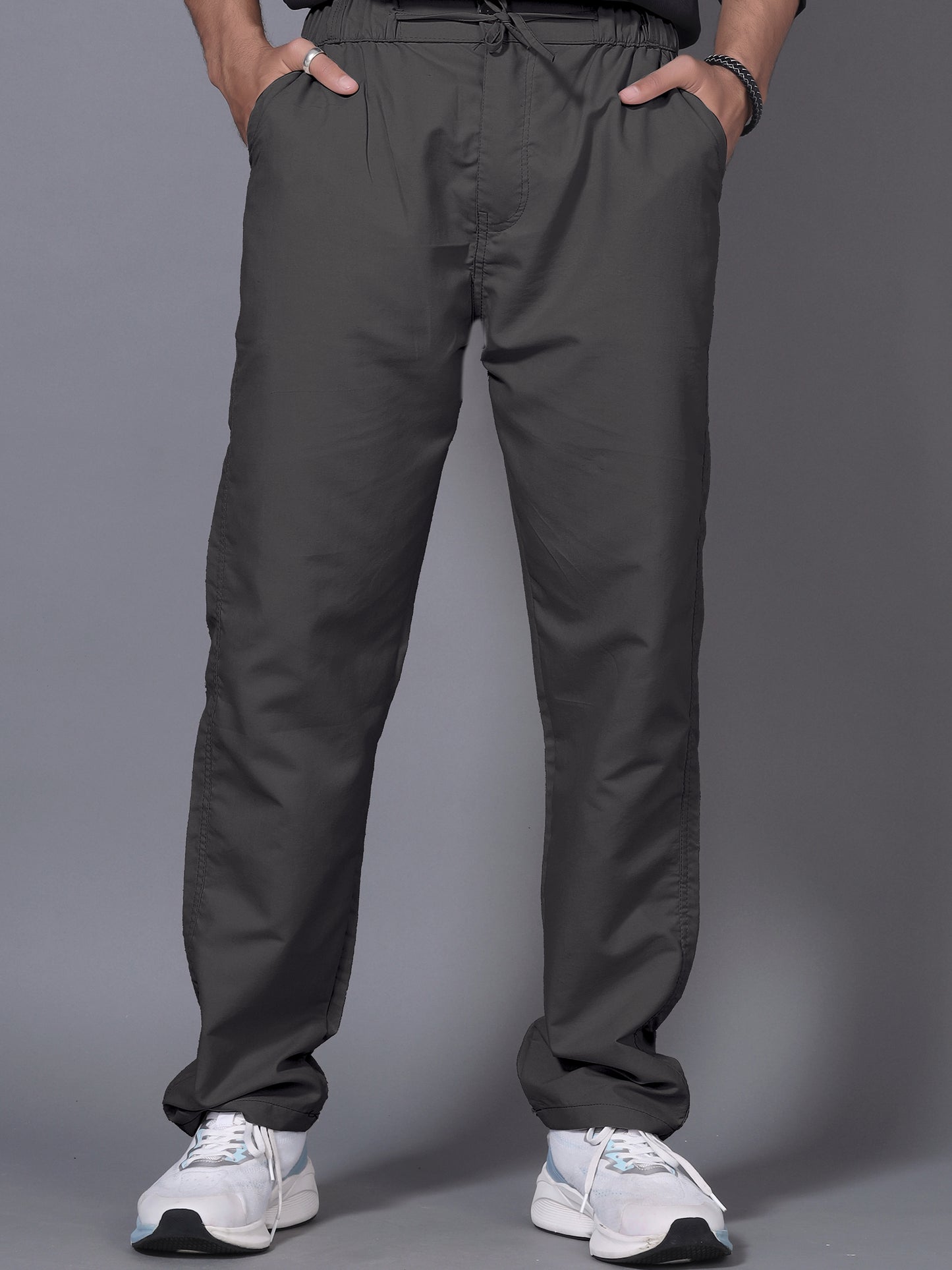 Men Dark Grey Drawstring Pant