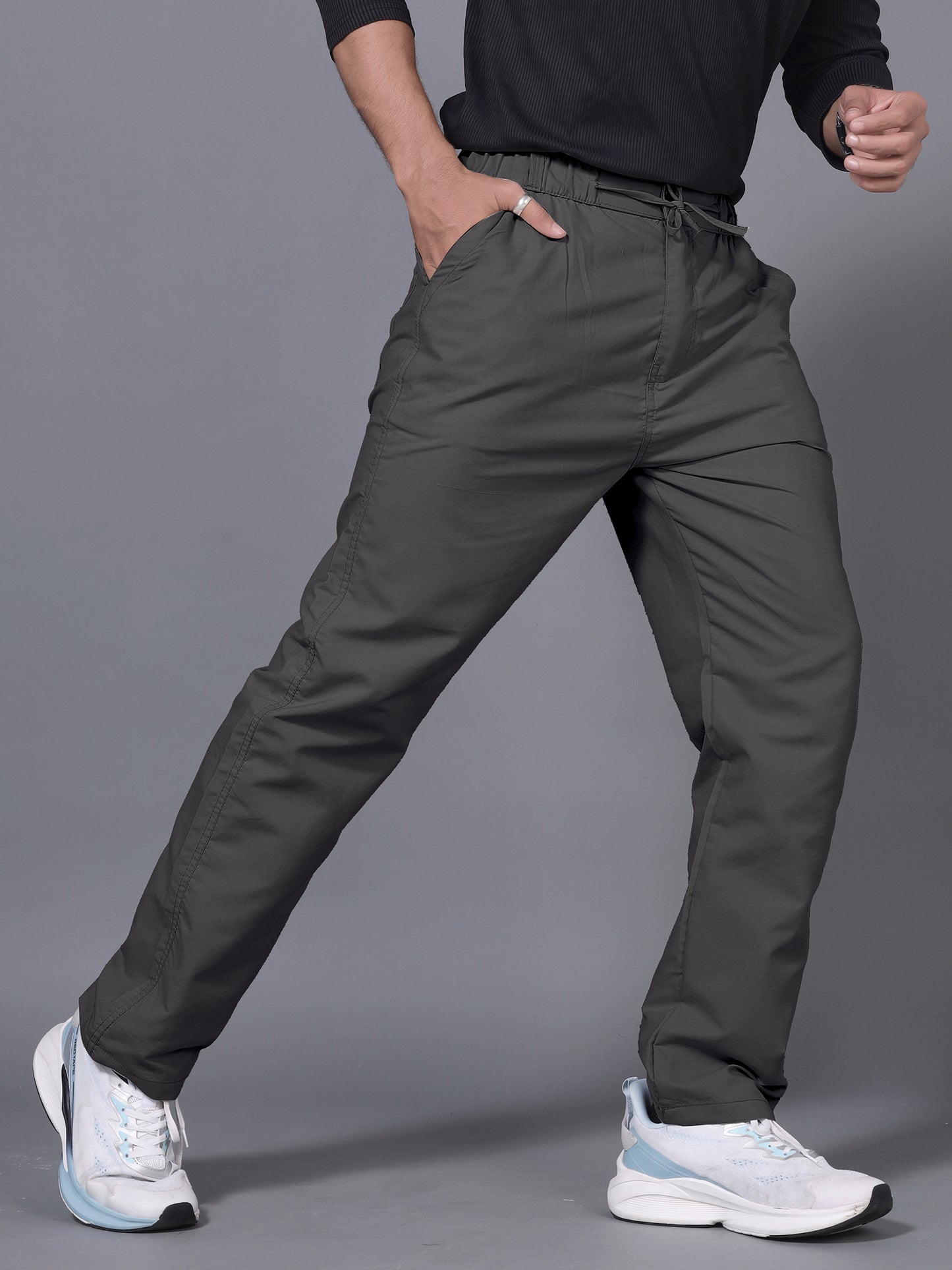Men Dark Grey Drawstring Pant