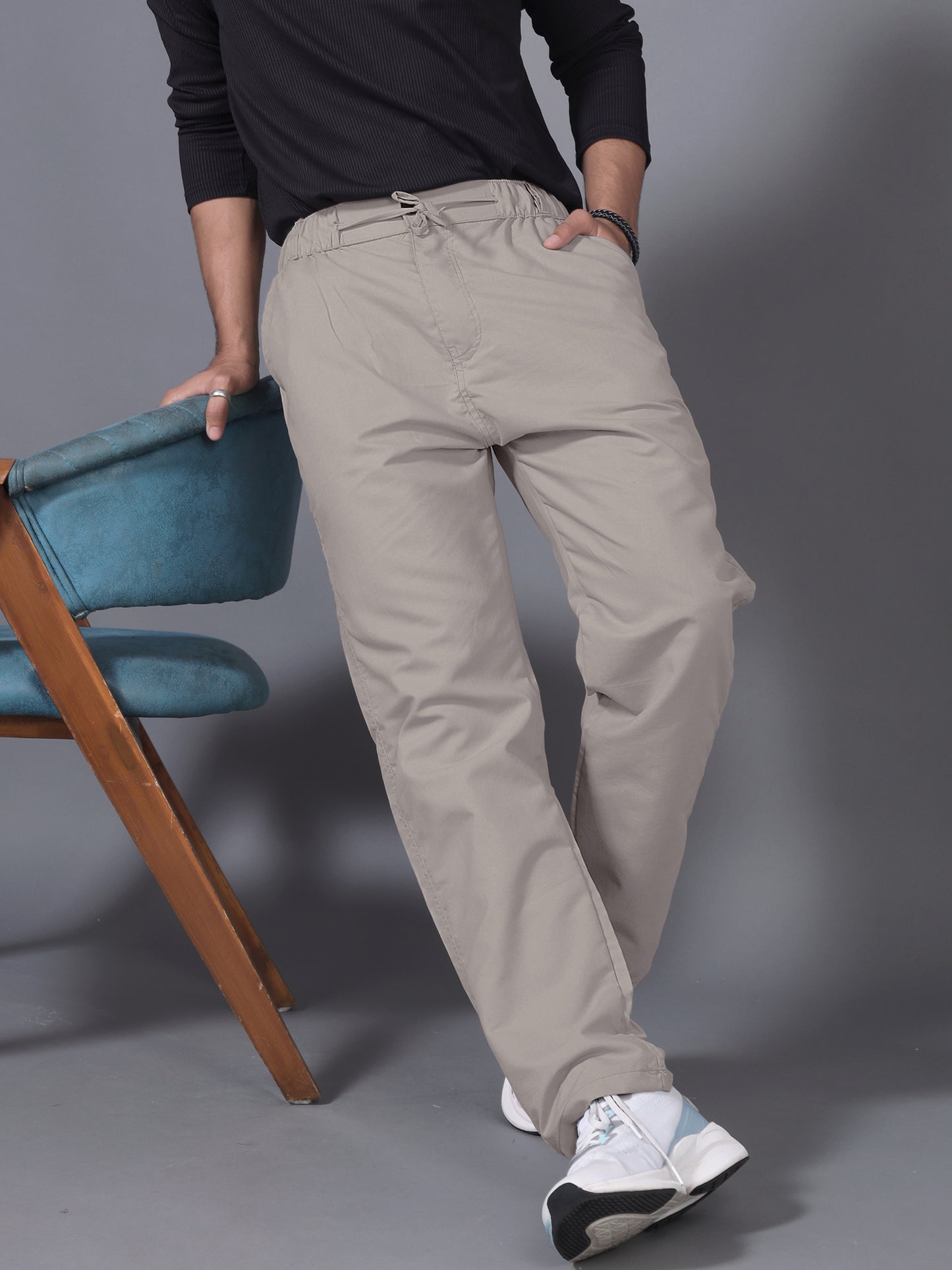 Men Ivory Drawstring Pant