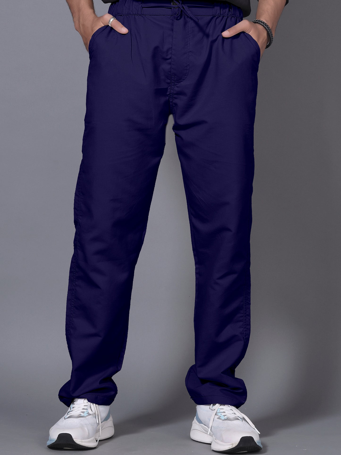 Men Navy Blue Drawstring Pant
