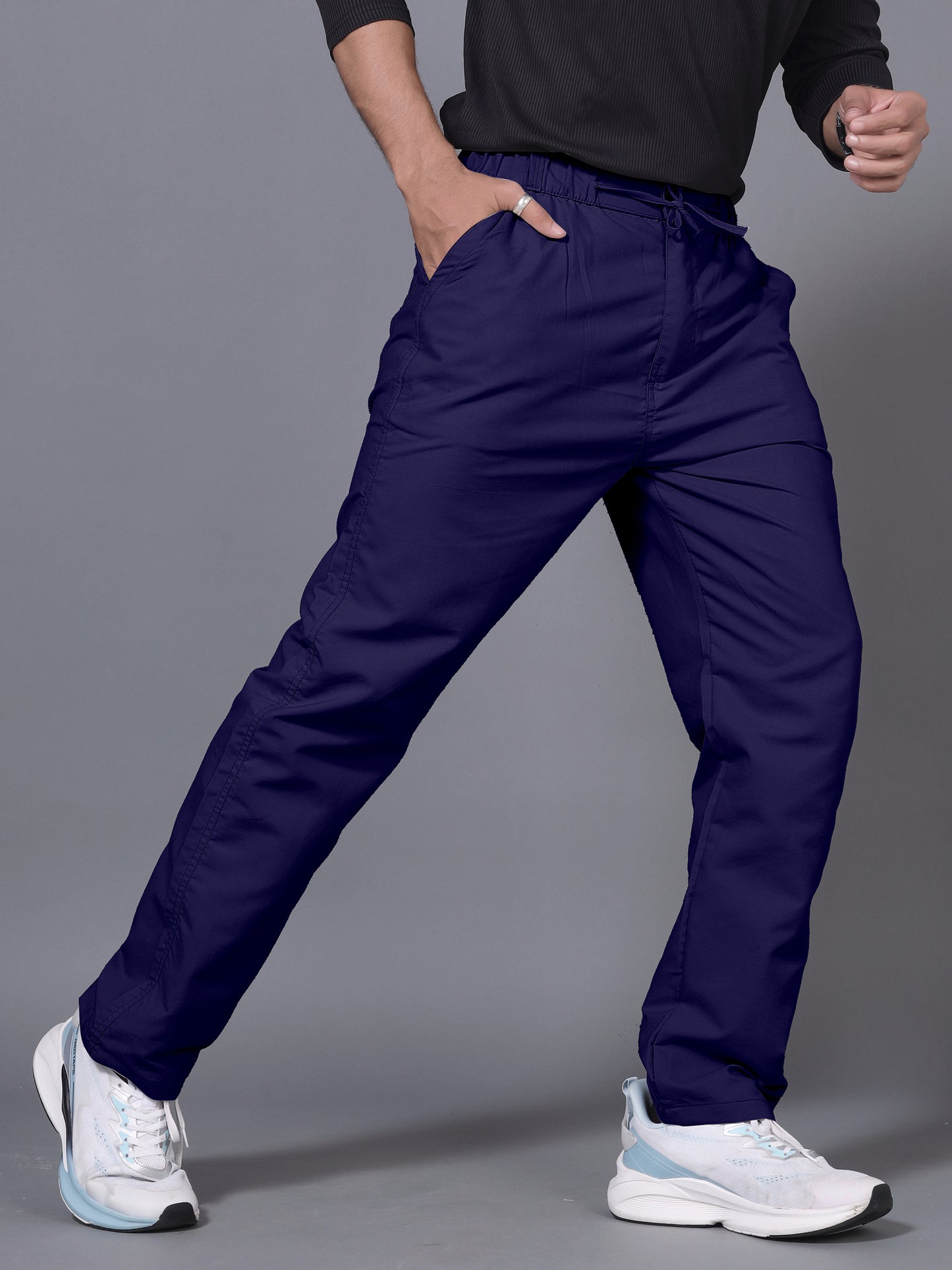 Men Navy Blue Drawstring Pant