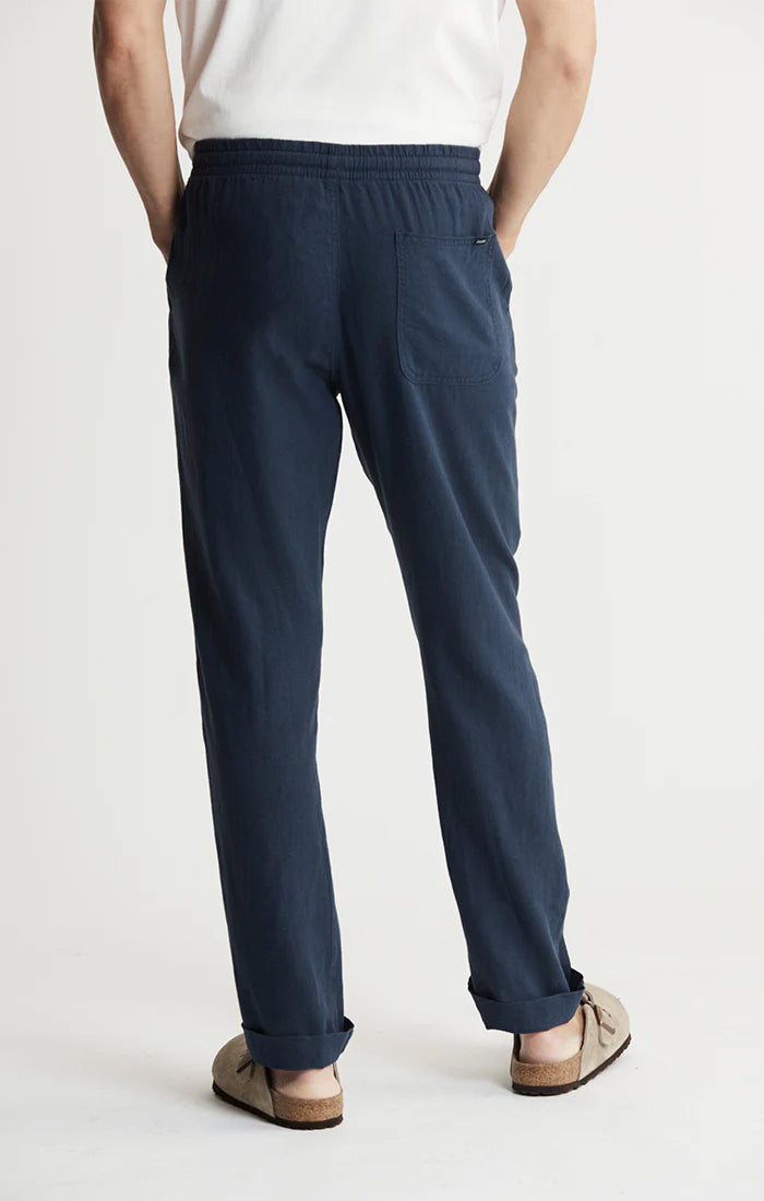 Men Navy Linen Blend Pant