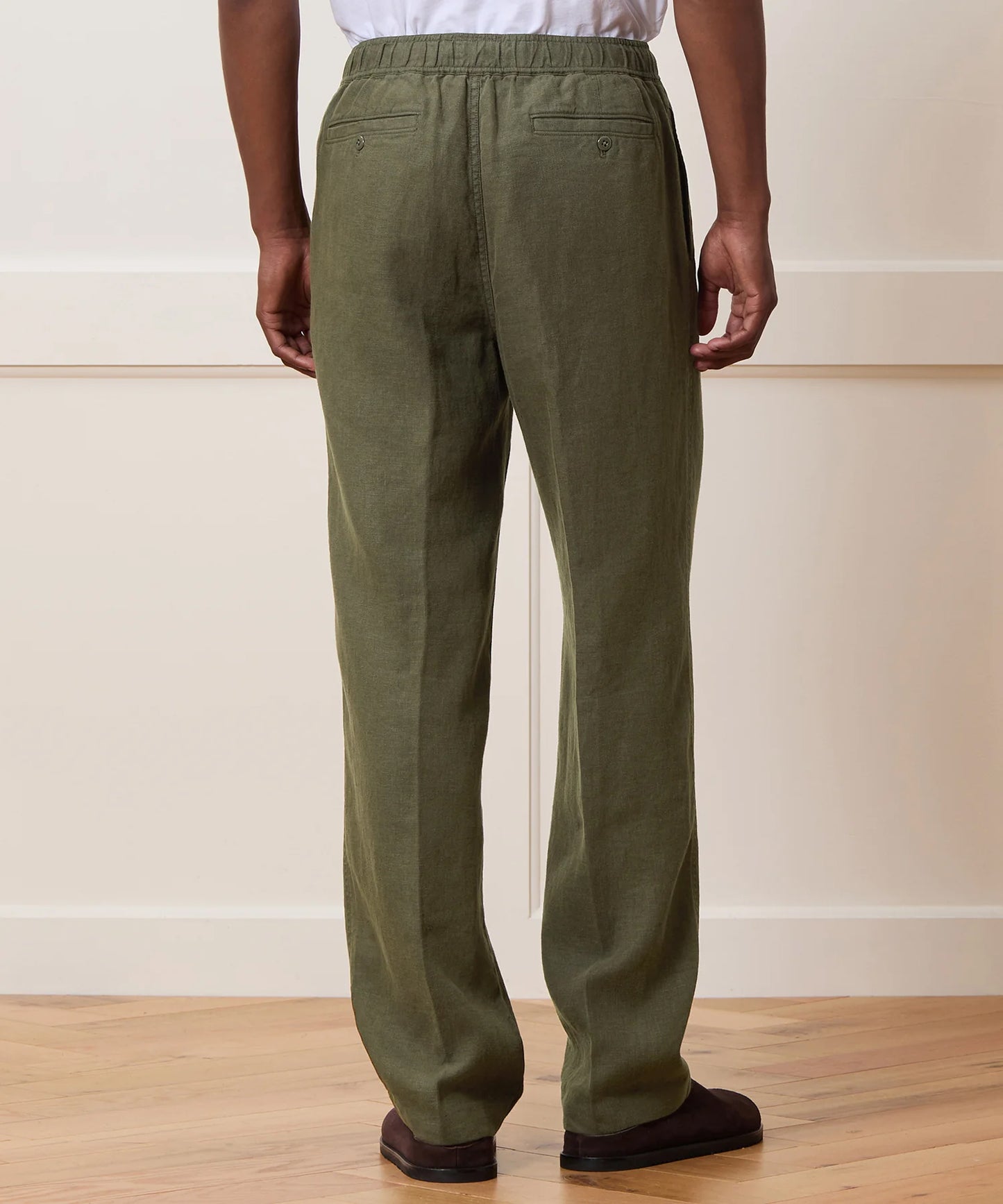 Men Olive Green Relaxed Linen Pant