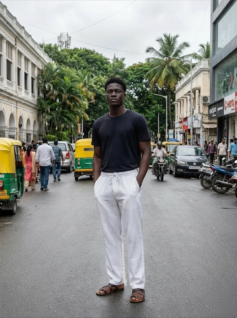 Men White Relaxed Fit Pant