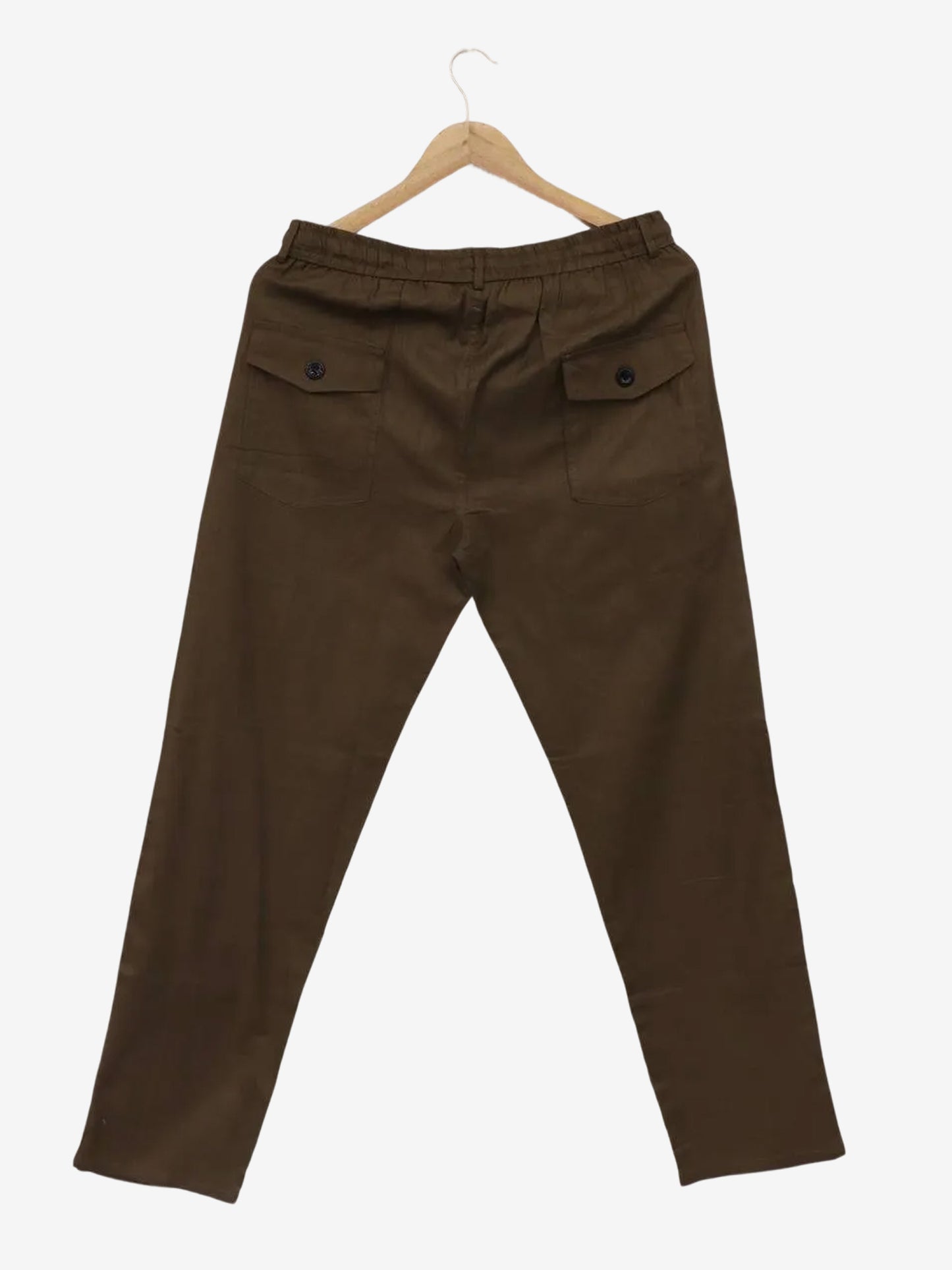 Men Brown Cotton Linen Pant