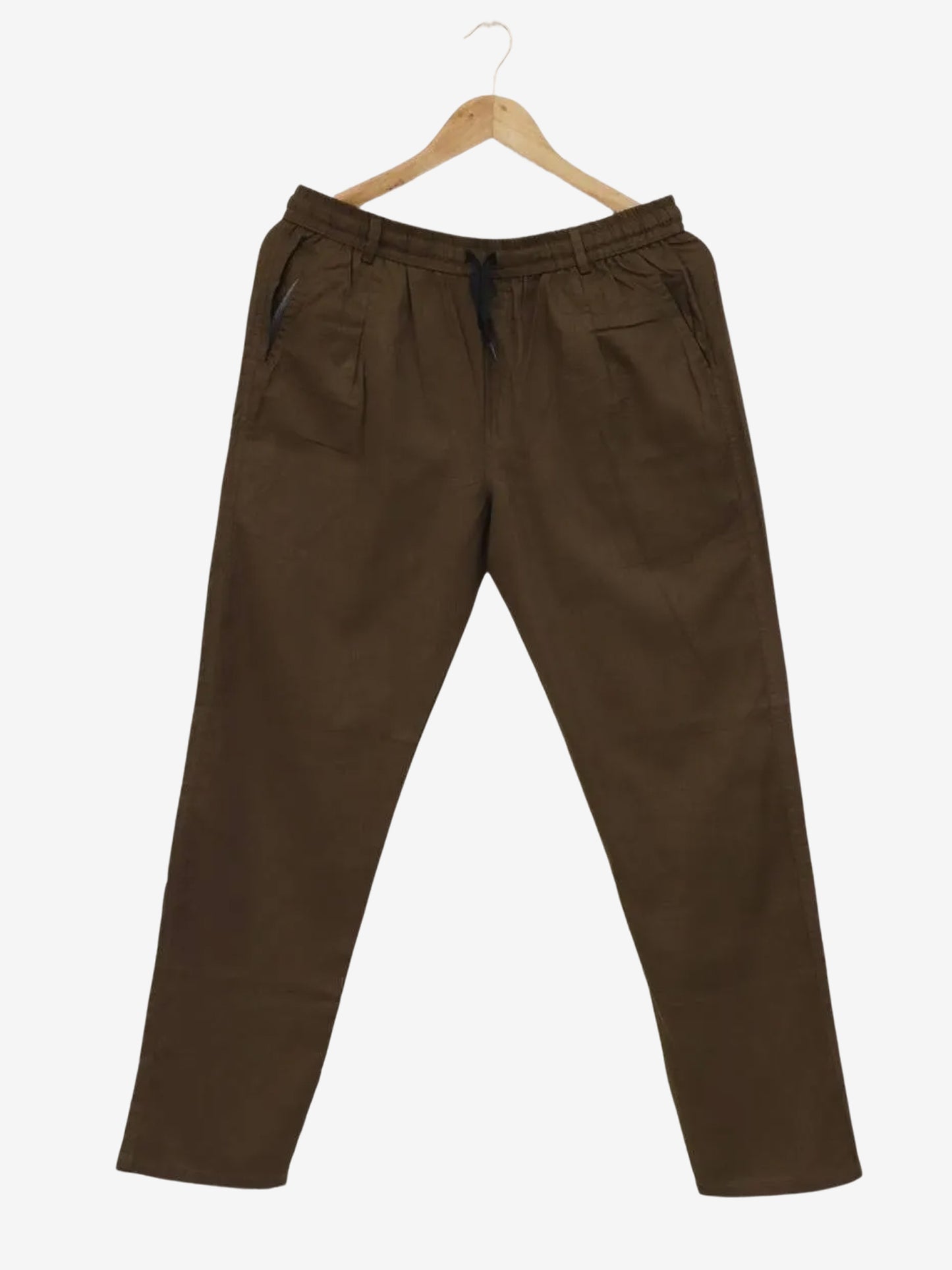 Men Brown Cotton Linen Pant