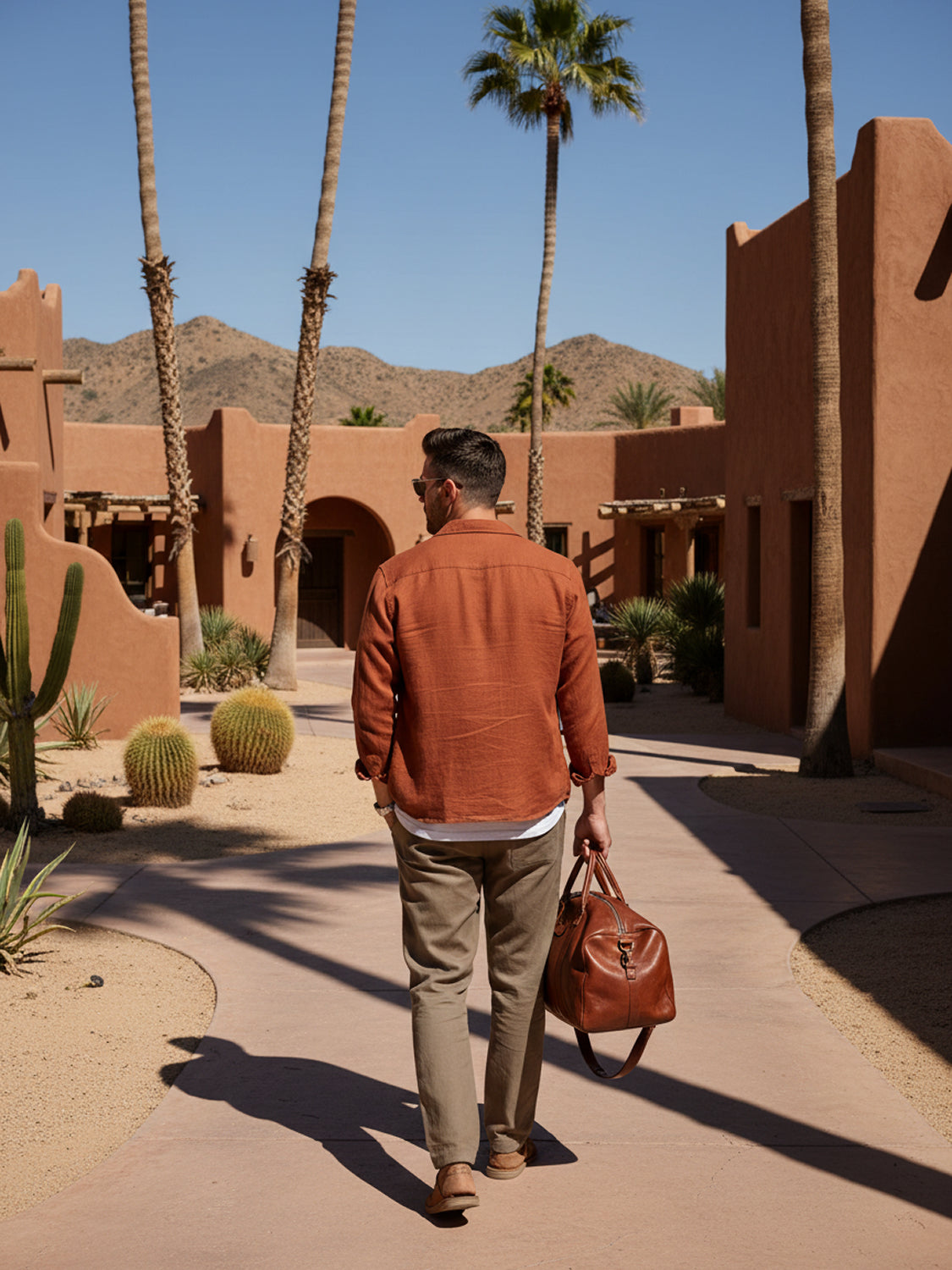 Men Brown Cotton Linen Pant