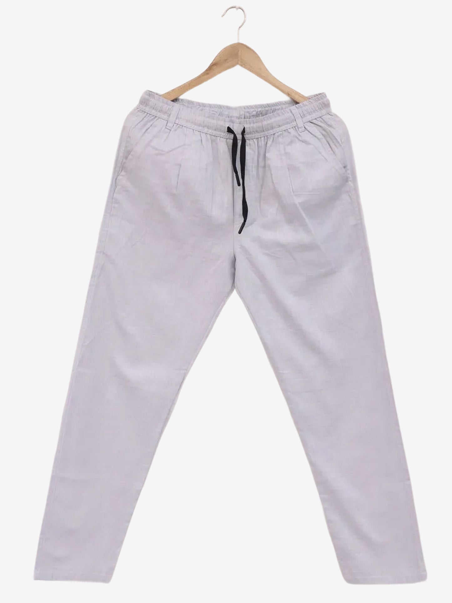 Men Light Grey Cotton Linen Pant