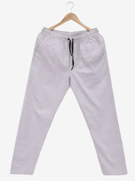 Men Light Grey Cotton Linen Pant