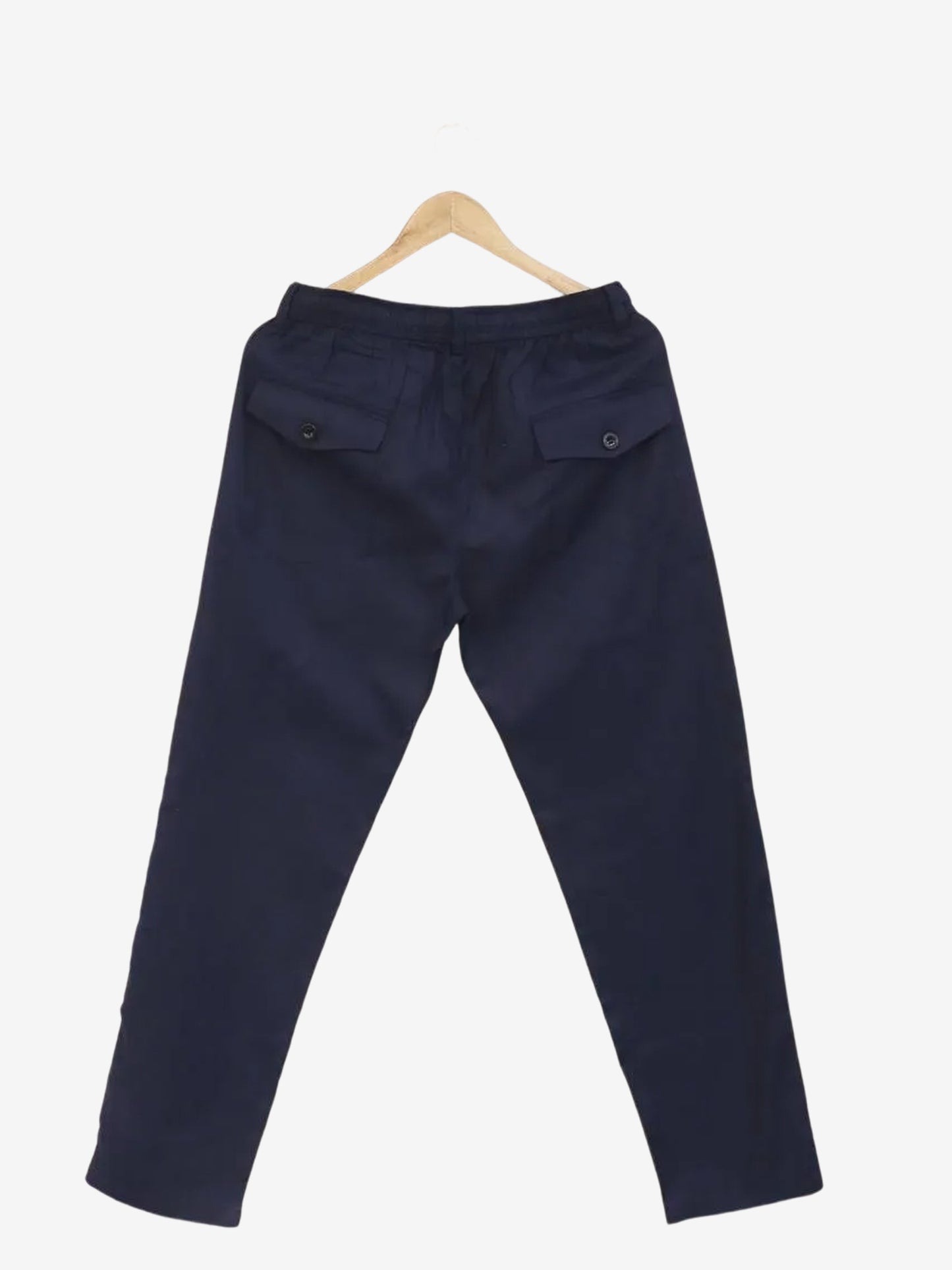 Men Navy Blue Cotton Linen Pant