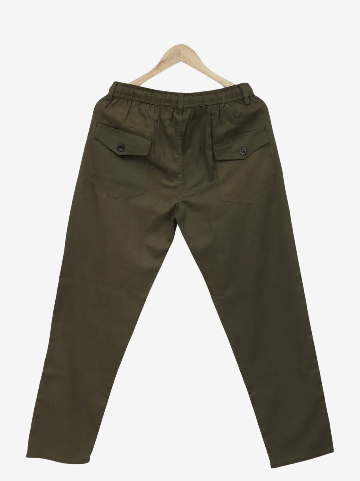 Men Olive Green Cotton Linen Pant