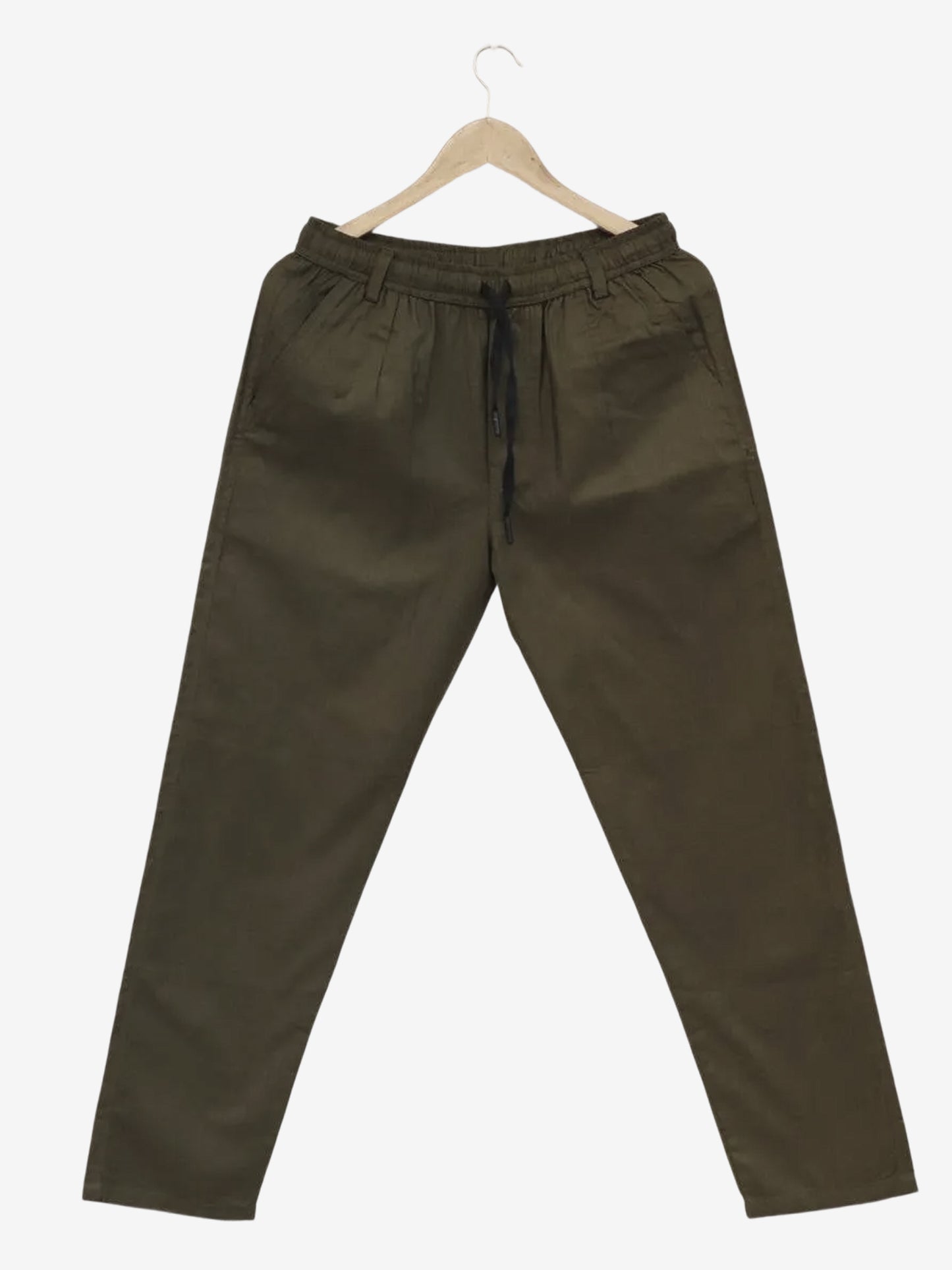 Men Olive Green Cotton Linen Pant