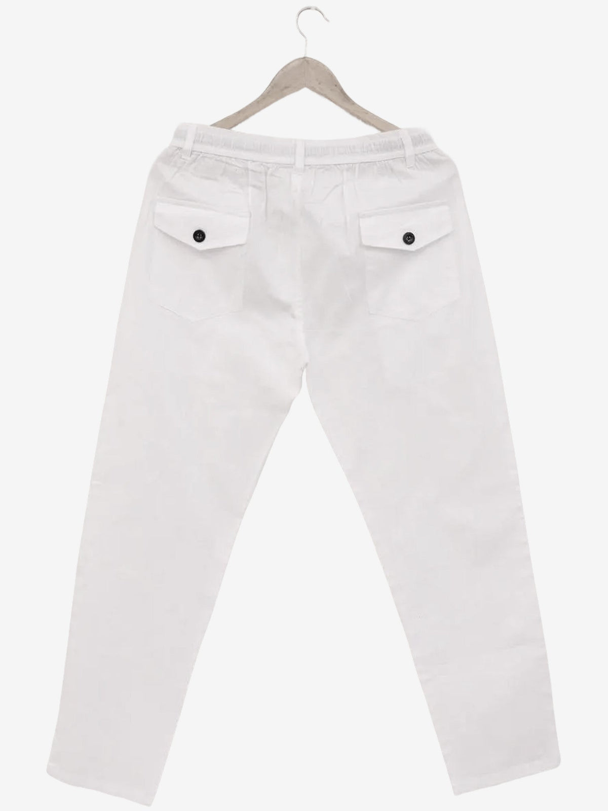 White linen blend pants for men, back