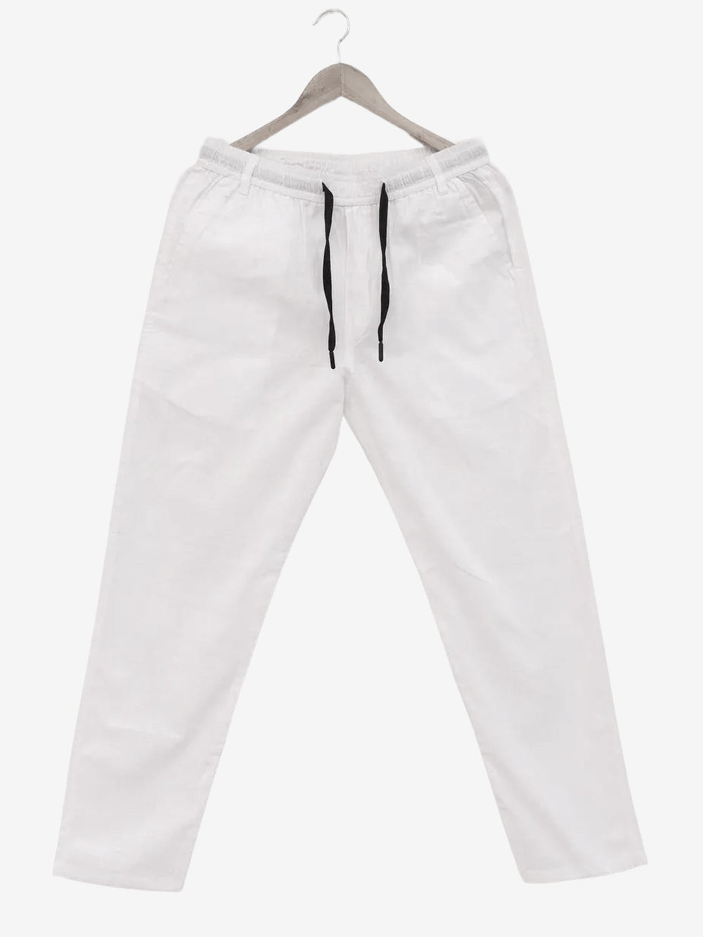 White linen blend pants