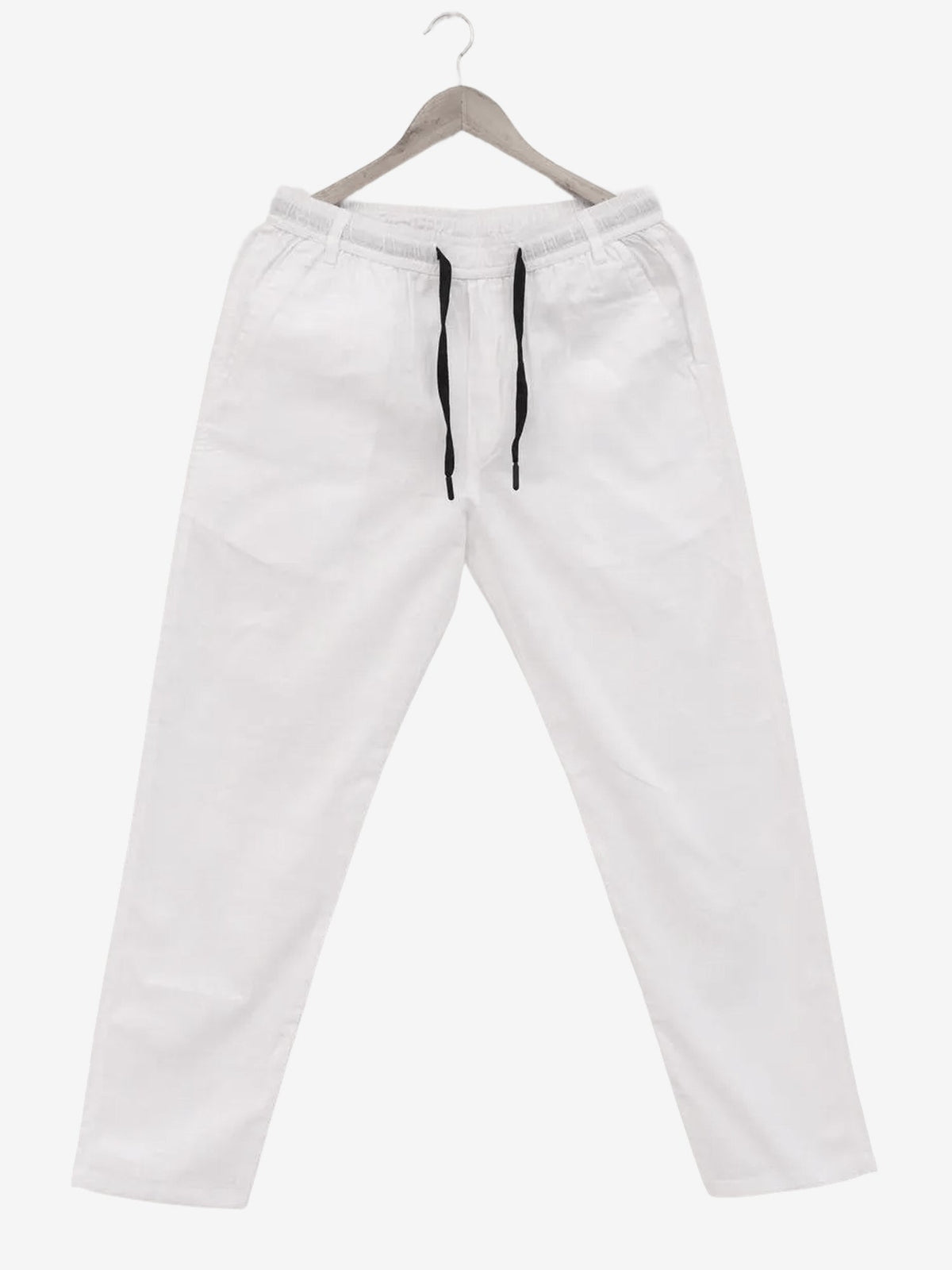 White linen blend pants for men, front