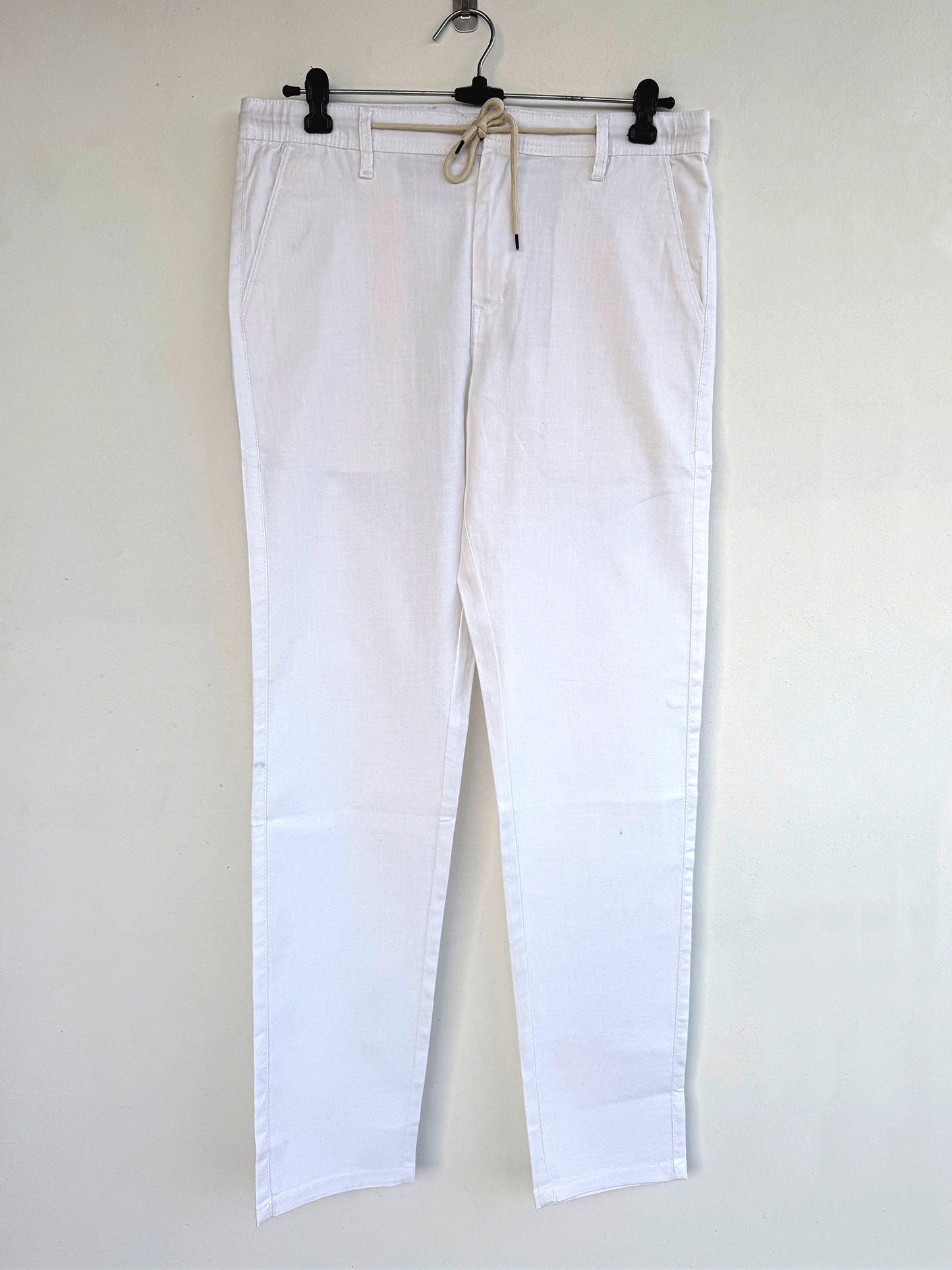 Men White Cotton Regular Fit Pant